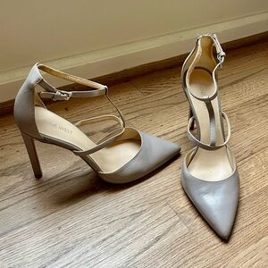 Nine West Leather Taupe Heels